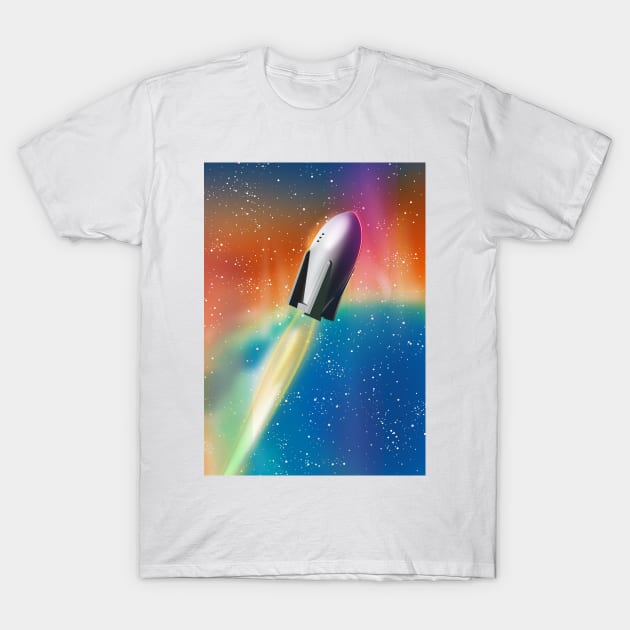 Retro Space Rocket T-Shirt by nickemporium1